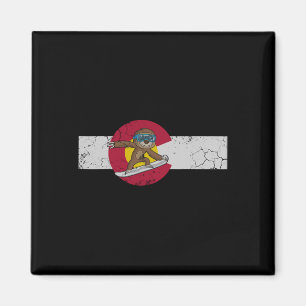Colorado Flag Snowboarding Sloth Snowboarder Magnet