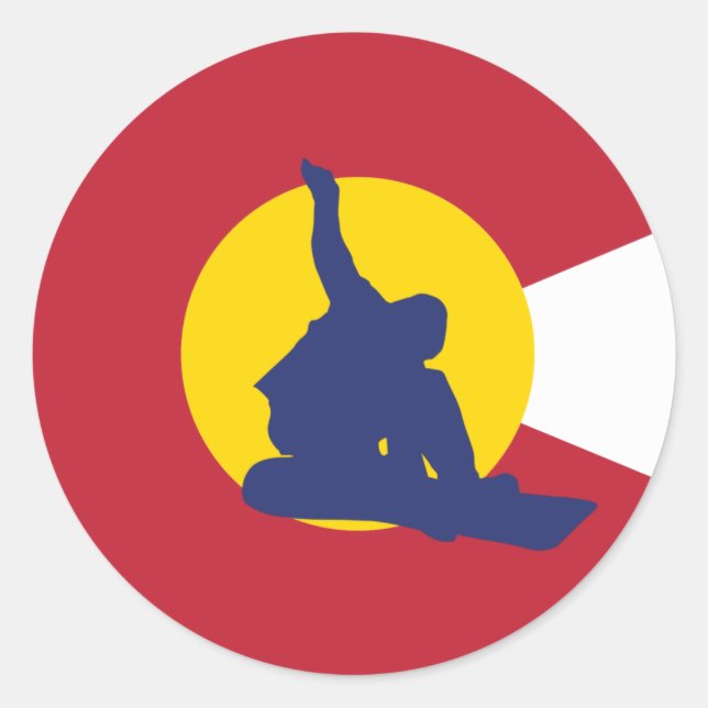 Colorado Flag Sticker - Snowboarder - Snowboard (Front)