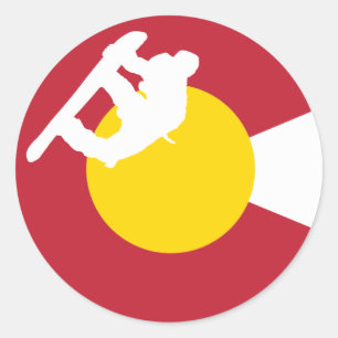 Colorado Flag Sticker - Snowboarder - Snowboard