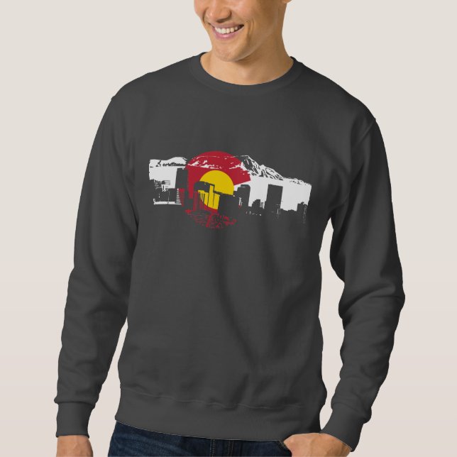 Colorado Flag T-Shirt - Denver Skyline - Rockies Sweatshirt (Front)