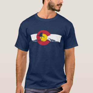 Colorado Flag T-Shirt - Skier - Rocky Mountains