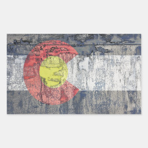colorado flag textured wall rectangular sticker