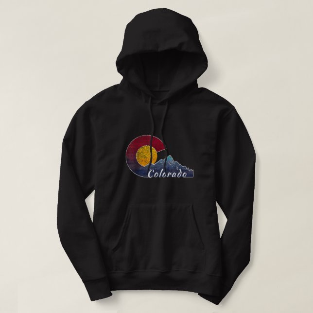 Colorado Flag Themed Mountain Scenery Colorado  Hoodie (Design Front)
