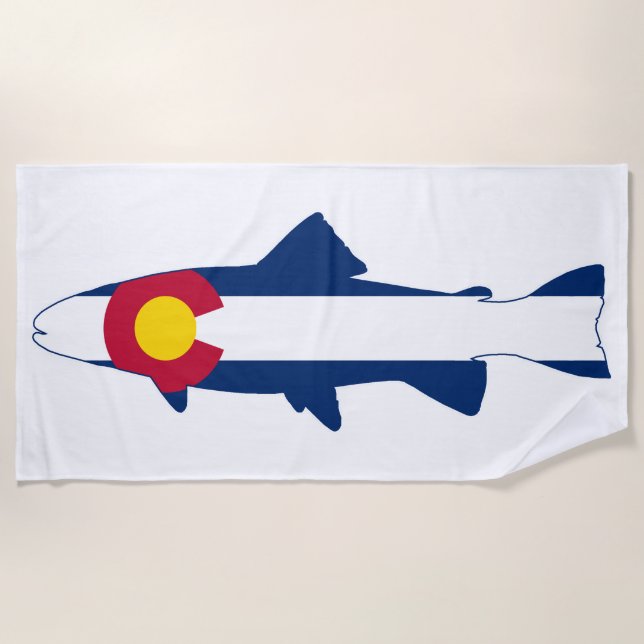 Colorado Flag Trout Fish Beach Towel (Front)
