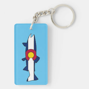 Colorado flag trout fish rectangle keychain