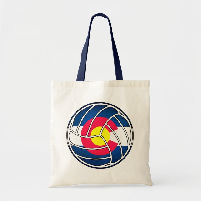Colorado flag volleyball reusable tote bag (Front)