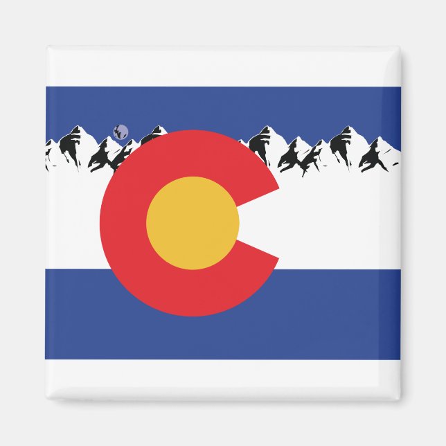 Colorado Flag with Mountains Magnet (Front)