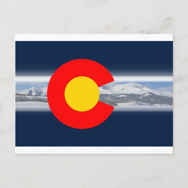 Colorado Flag with Mountains Postcard (Front)