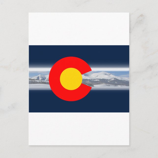 Colorado Flag with Mountains Postcard (Front)