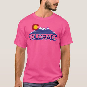 Colorado Flag Wood Mountains Design Baseball Slee T-Shirt