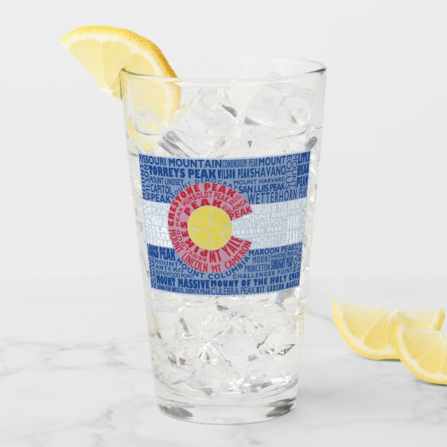 Colorado Fourteeners 14ers State Flag Glass (Front Ice)