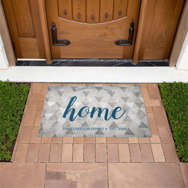 Colorado Home State Personalised Grey Triangles Doormat (Outdoor)
