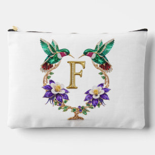 Colorado Hummingbird & Columbine Letter F Wedding  Accessory Pouch