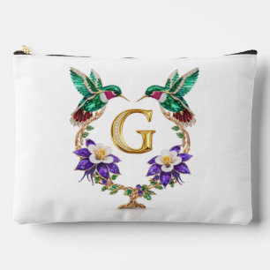 Colorado Hummingbird & Columbine Letter G Wedding  Accessory Pouch