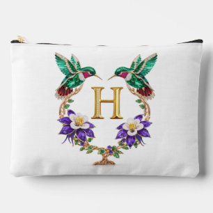 Colorado Hummingbird & Columbine Letter H Wedding  Accessory Pouch