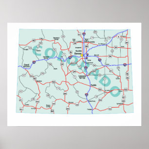 Colorado Interstate Map Print