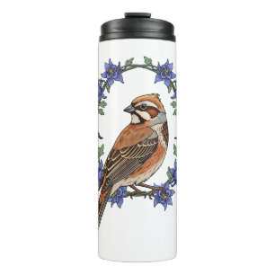 Colorado Lark Bunting Bird Surrounded By Columbine Thermal Tumbler