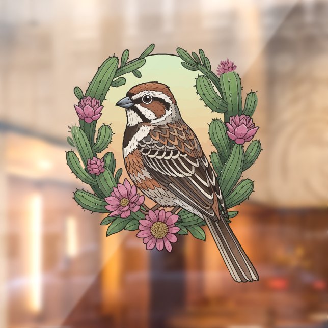 Colorado Lark Bunting Bird Surrounded Claret Cup (Sheet 2)