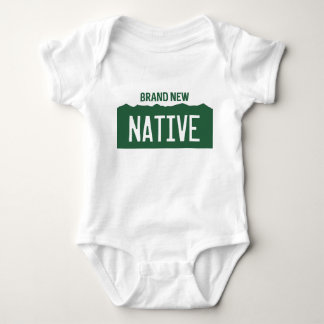 Colorado License Plate Baby "Brand New Native" Bodysuit