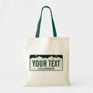 Colorado license plate tote bag