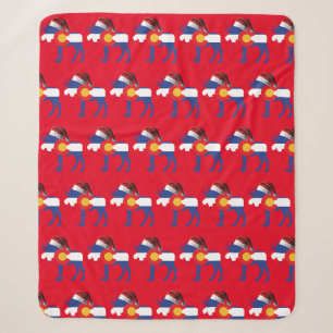 Colorado Moose for Wearing a Santa Hat Sherpa Blanket