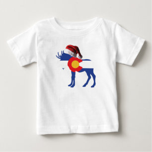 Colorado Moose Wearing a Santa Claus Hat Baby T-Shirt