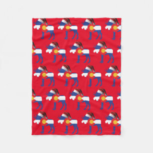 Colorado Moose wearing a Santa Claus Hat for Chris Fleece Blanket