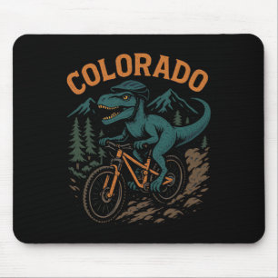 Colorado Mountain Biking T-rex Dinosaur Funny Cycl Mouse Pad