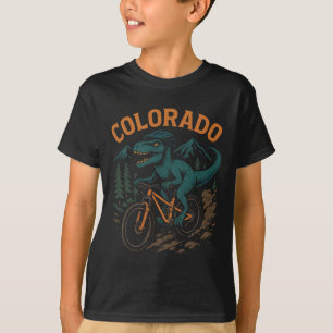 Colorado Mountain Biking T-rex Dinosaur Funny Cycl T-Shirt