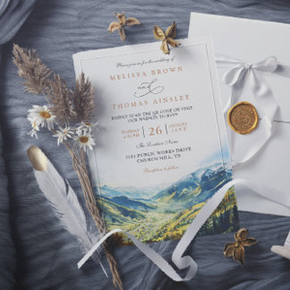 Colorado Mountain Destination QR Code Wedding Invitation