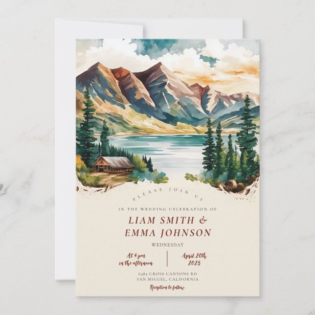 Colorado Mountain Destination Wedding Invitation (Front)
