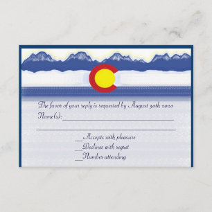 Colorado mountain flag custom wedding RSVP cards