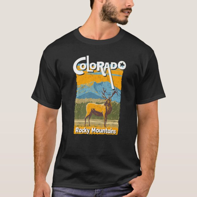 Colorado Mountain State Rocky Mountains Skiing Hik T-Shirt (Front)