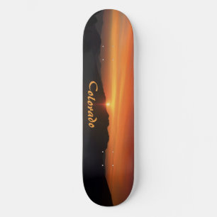 Colorado mountain sunset skateboard