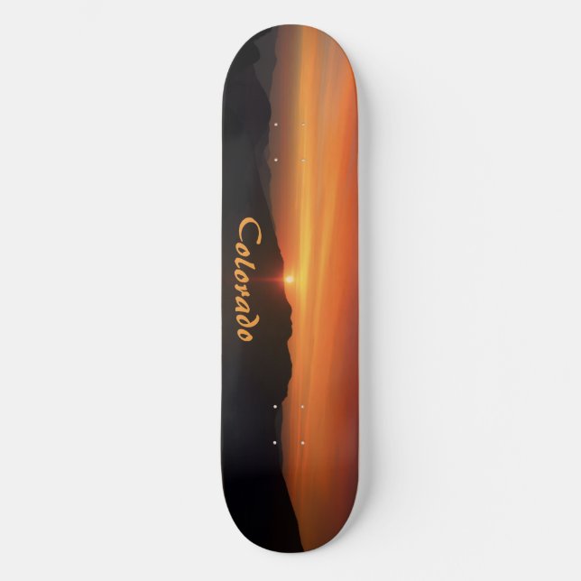 Colorado mountain sunset skateboard (Front)