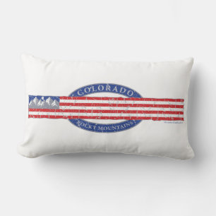 Colorado Mountain USA Flag Lumbar Cushion