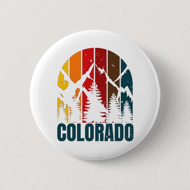 Colorado Mountains Retro 6 Cm Round Badge (Front)