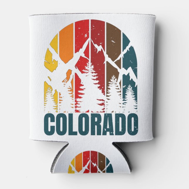 Colorado Mountains Retro Can Cooler (Front)