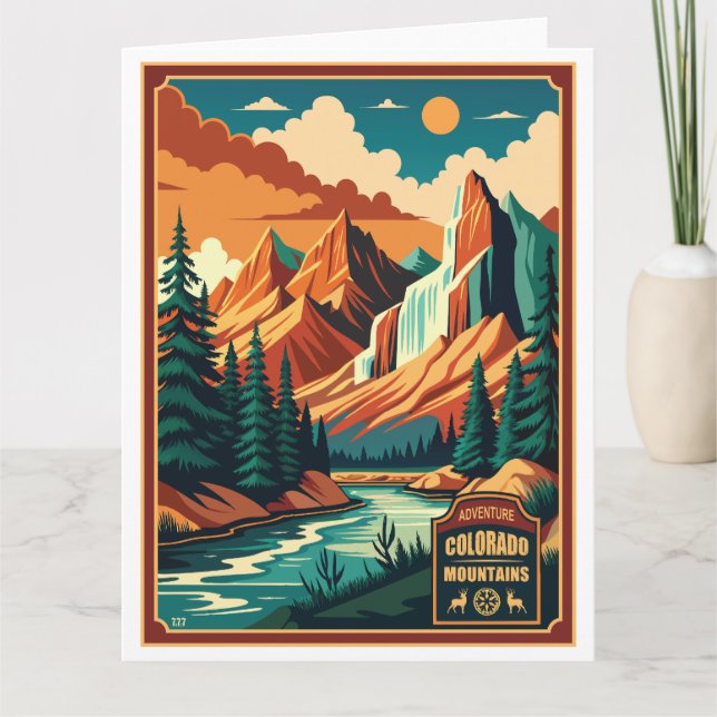 Colorado Mountains Retro Colours Card (Front)
