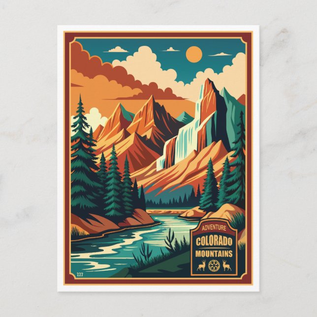 Colorado Mountains Retro Colours Postcard (Front)
