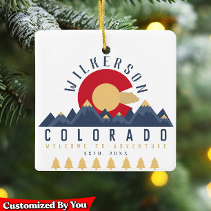 Colorado Mountains Vintage Co Flag Souvenirs Ceramic Ornament