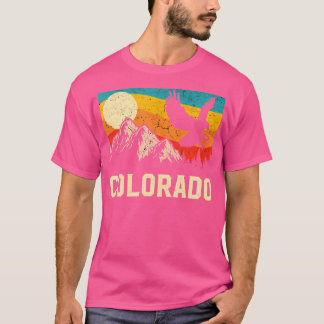 Colorado Nature Wild Eagle Retro Sunset Hiking T-Shirt