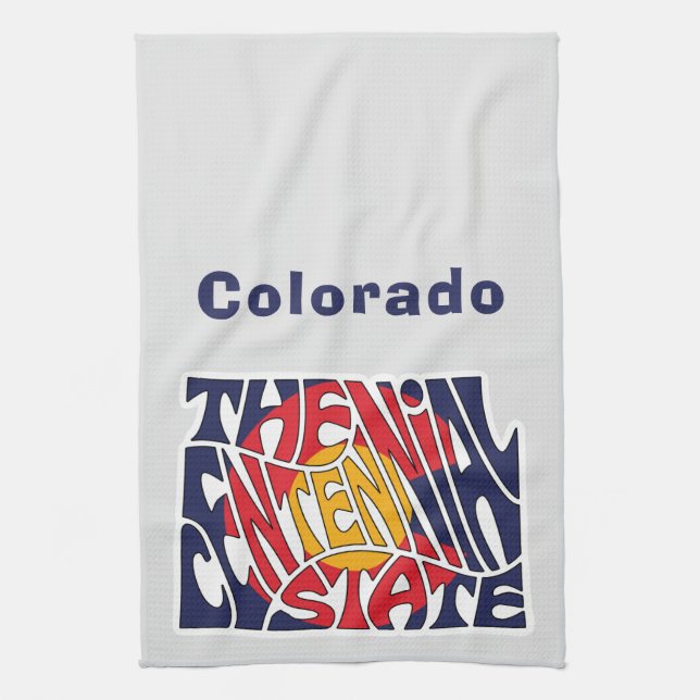 Colorado Nickname Word Art Tea Towel (Vertical)