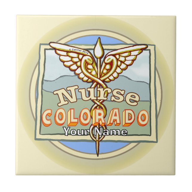 Colorado Nurse Caduceus  Tile (Front)