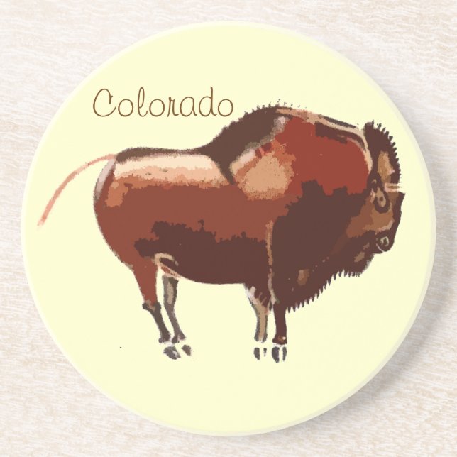 Colorado Painted Bison Sandstone Coaster (Front)