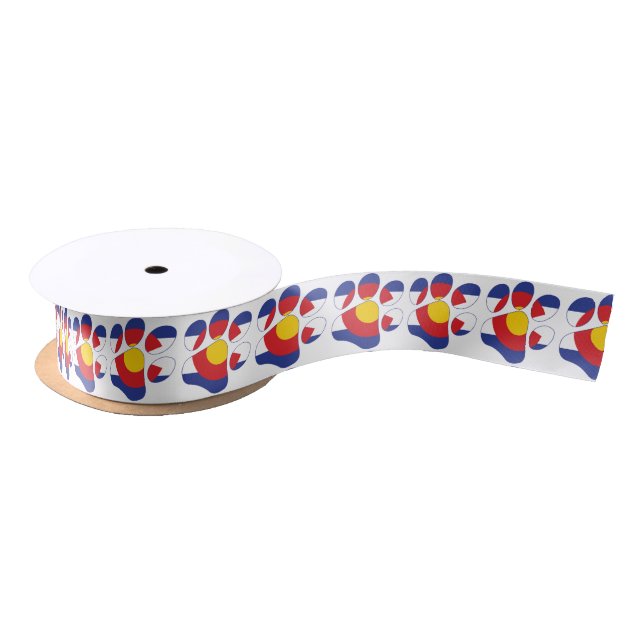 Colorado-Paw-Print-1 Satin Ribbon (Spool)