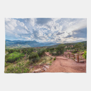 Colorado Pikes Peak Evening Hike Tea Towel