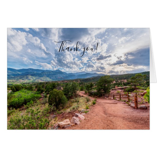 Colorado Pikes Peak Evening Hike Thank You Card (Front Horizontal)