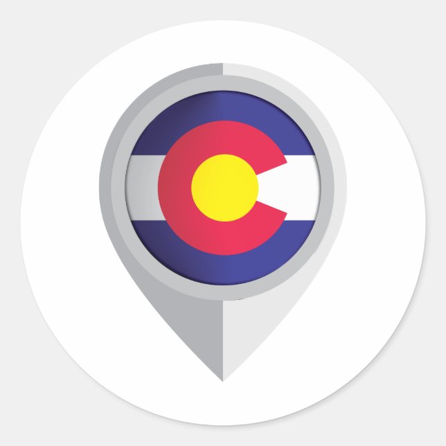Colorado Pin Location Flag Classic Round Sticker (Front)