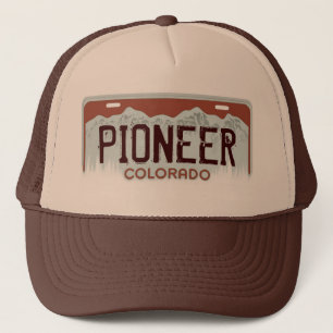 Colorado Pioneer brown theme license plate hat